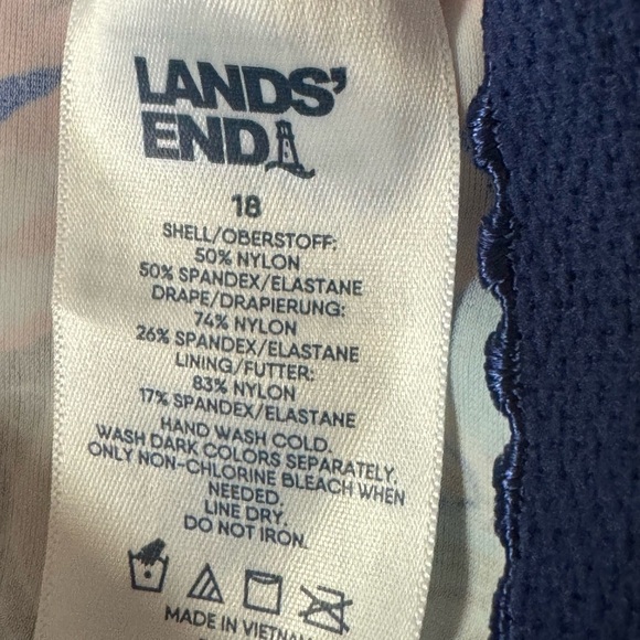 NWT Lands' End Deep Sea Navy Tropic Palm Wrap Style One Piece size 18 - Picture 6 of 6